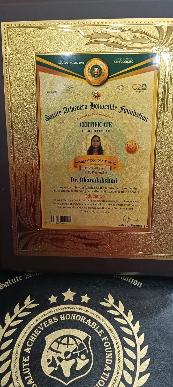 Honorary Doctorate Award